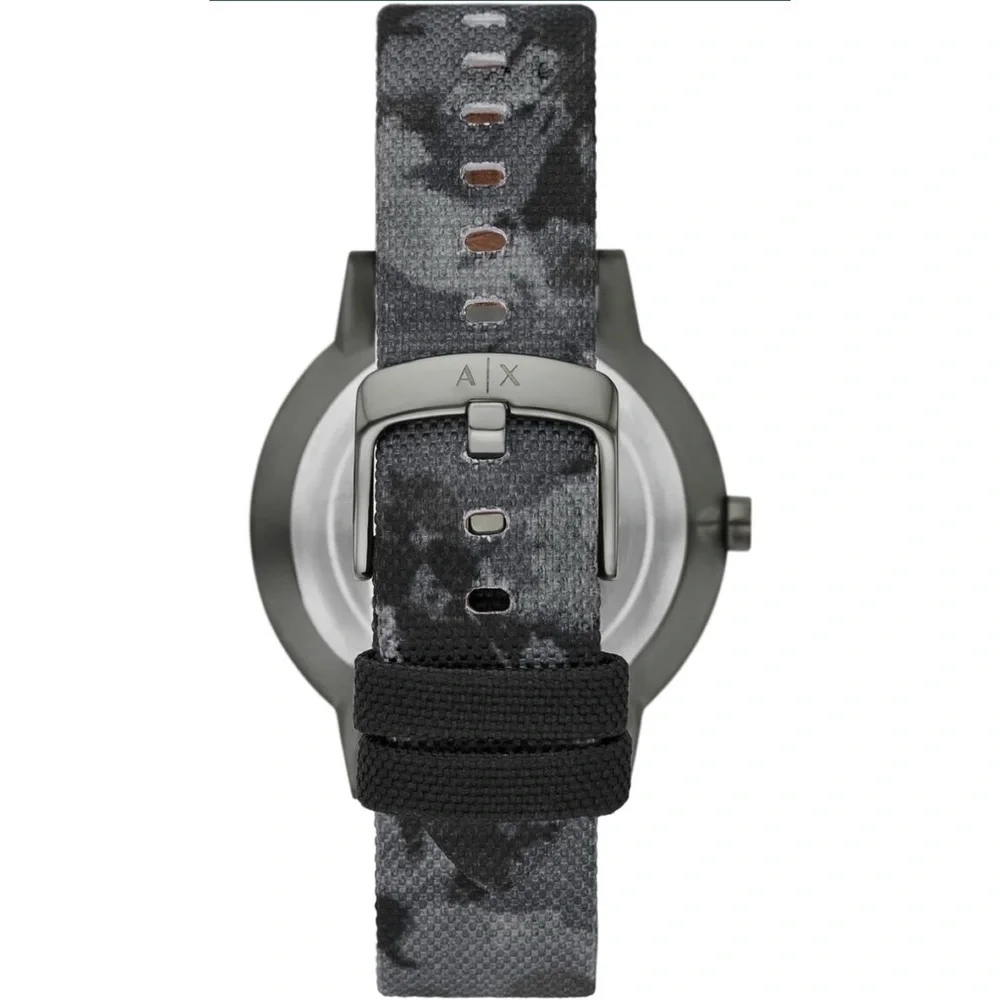 Armani Exchange Watch Stainless Steel Three Hand Blue Camo Mens NWT‎